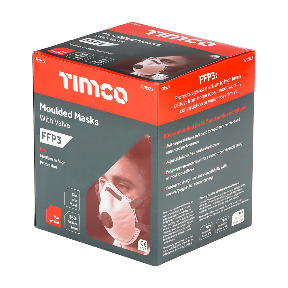 FFP3 Moulded Masks with Valve | One Size | Box additional image 3