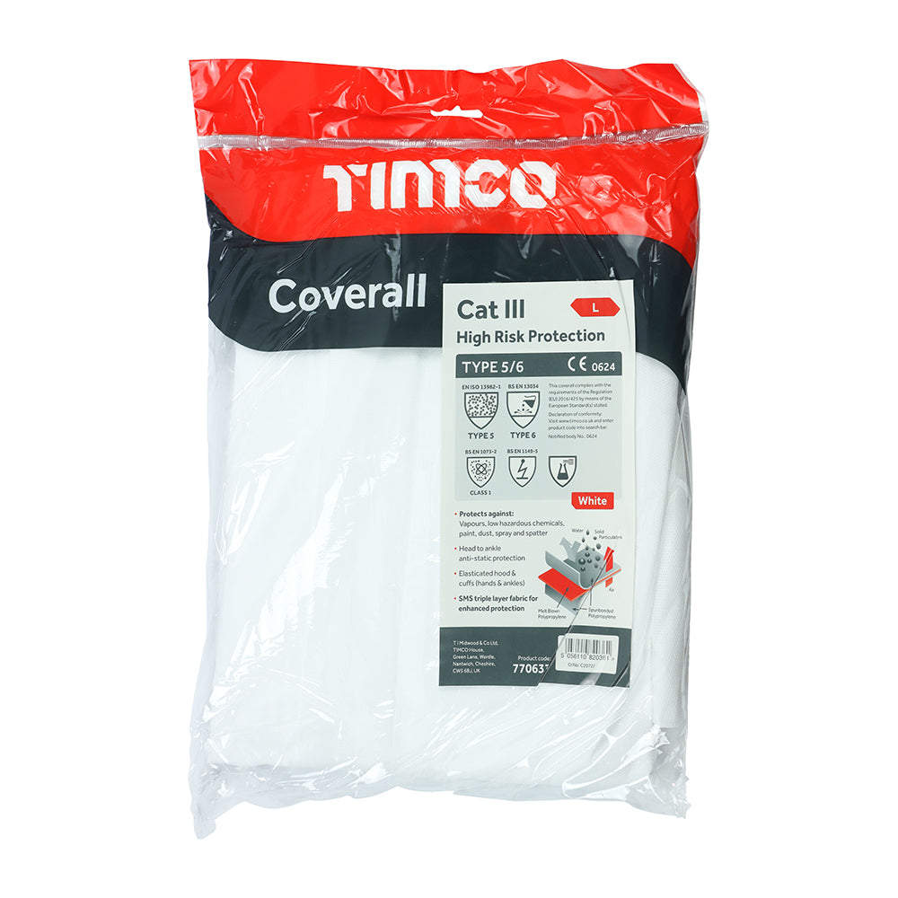 Cat III Type 5/6 Coverall - High Risk Protection - White | Large additional image 2