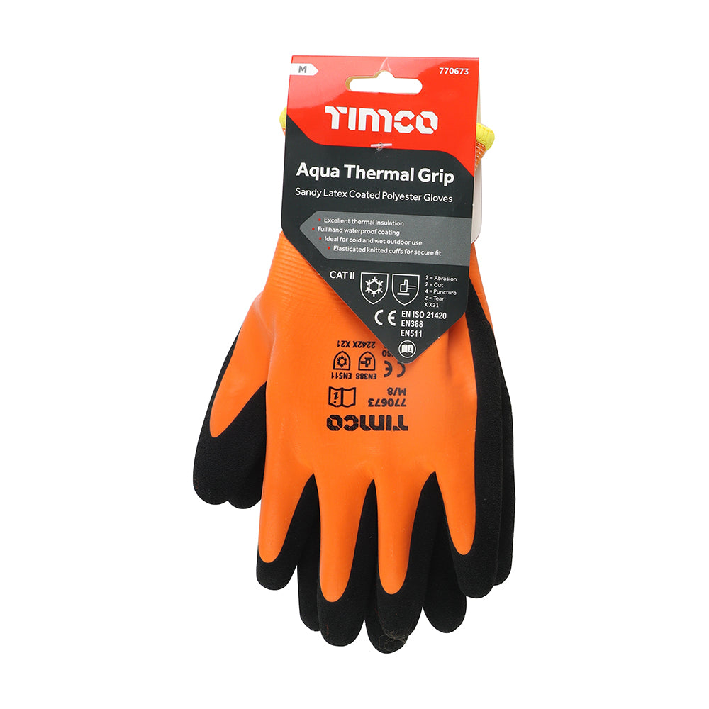 Aqua Thermal Grip Glove - Sandy Latex Coated Polyester | Medium additional image 2