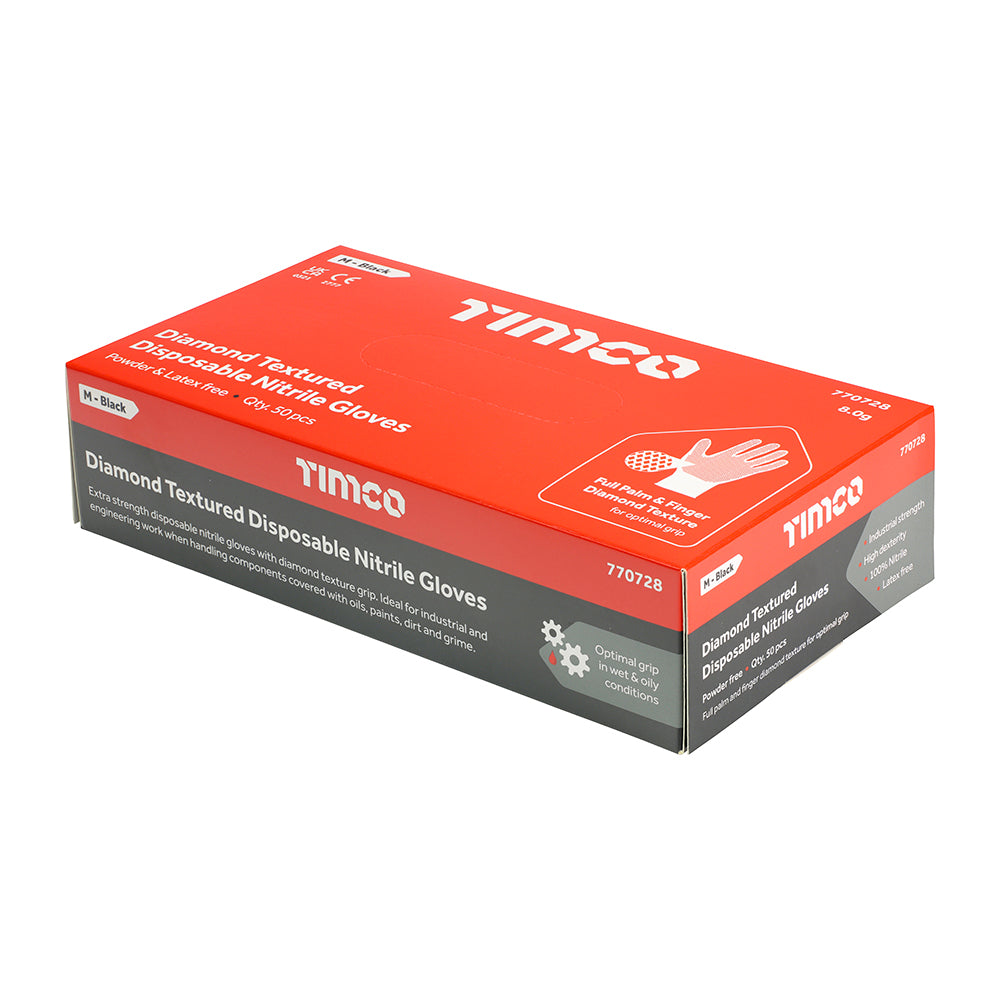Diamond Textured Disposable Nitrile Gloves | Medium additional image 2