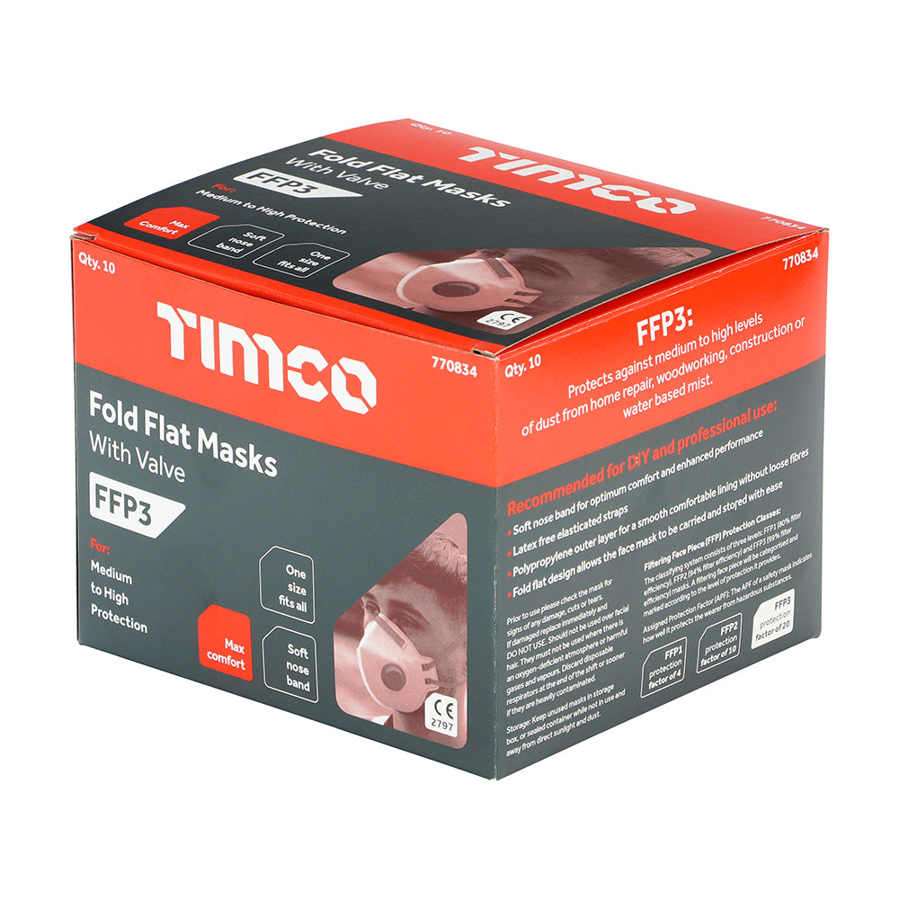 FFP3 Fold Flat Masks with Valve | One Size | Box additional image 5