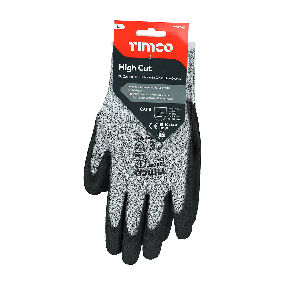 High Cut Gloves - PU Coated HPPE Fibre with Glass Fibre | Medium additional image 2