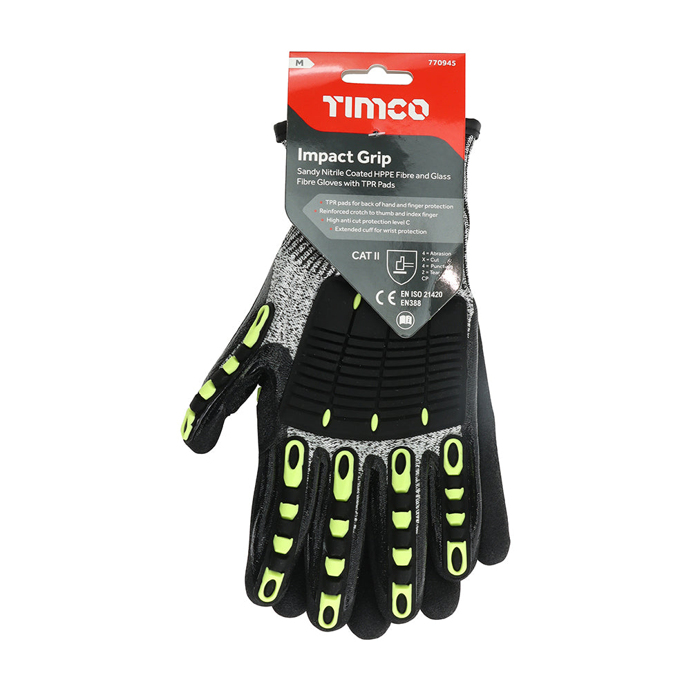 Impact Cut Glove - Sandy Nitrile Coated HPPE Fibre and Glass Fibre Gloves with TPR Pads | Medium additional image 2