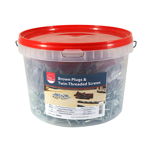 Brown Premium Plastic Plugs with Screws | 42mm additional image 2