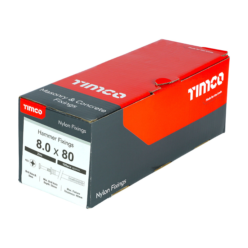 Nylon Hammer Fixing - PZ - Zinc | 8.0 x 80 additional image 2