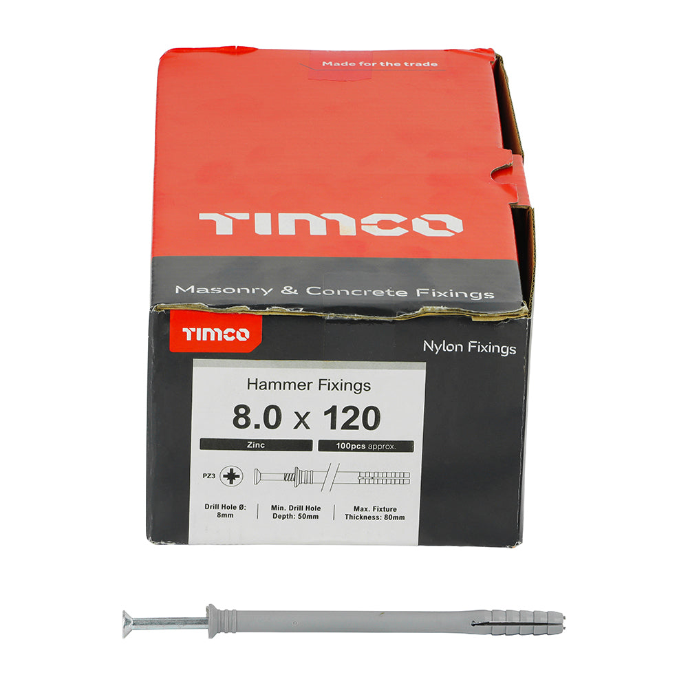 Nylon Hammer Fixing - PZ - Zinc | 8.0 x 120 additional image 3