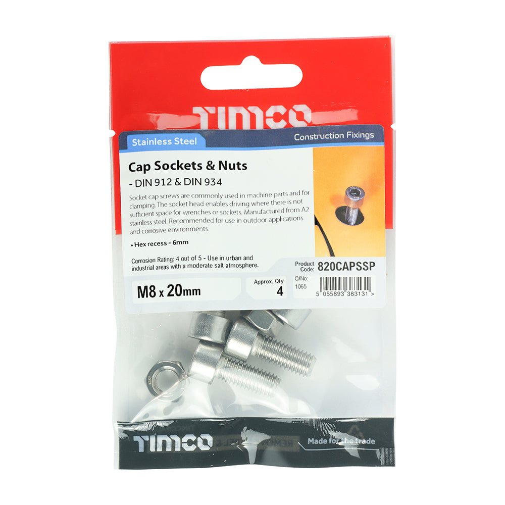 Socket Screws & Hex Nuts - Cap - Stainless Steel | M8 x 20 additional image 2