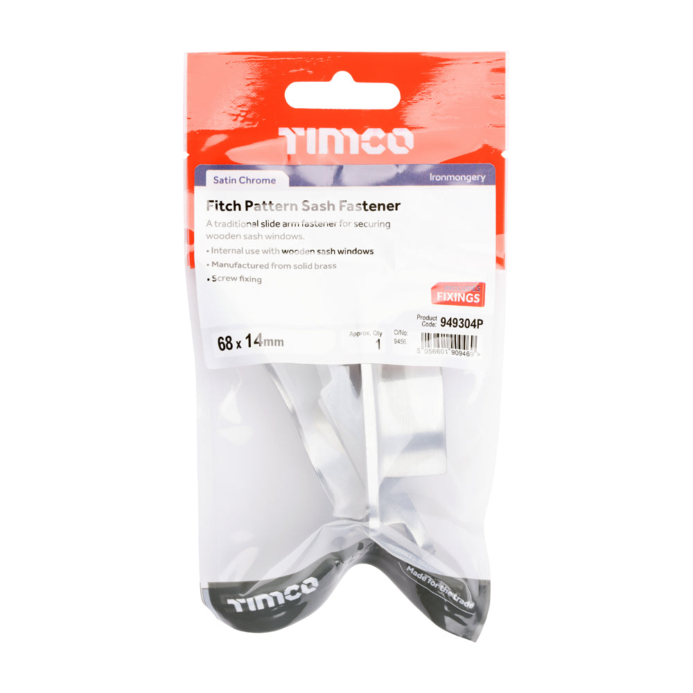 Fitch Pattern Sash Fastener - Satin Chrome | 68 x 14 | Tin additional image 3