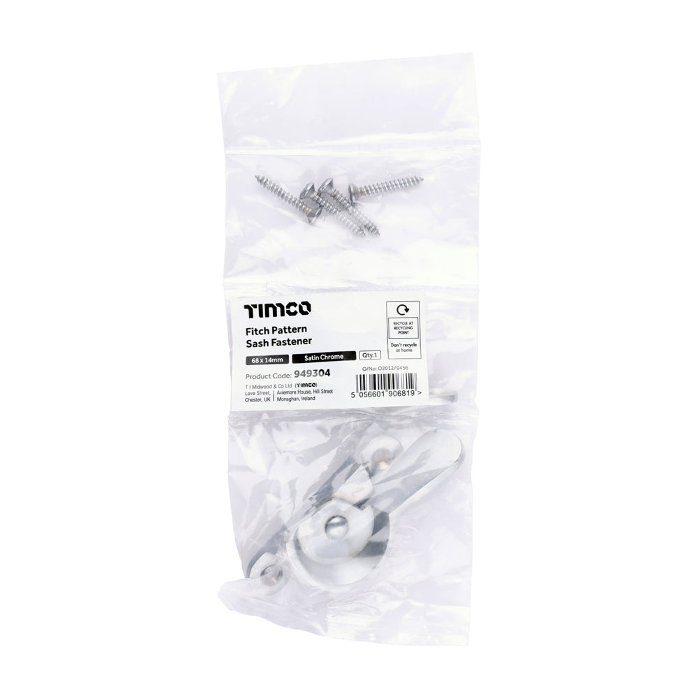 Fitch Pattern Sash Fastener - Satin Chrome | 68 x 14 | Bag additional image 3