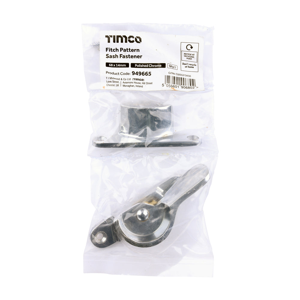 Fitch Pattern Sash Fastener - Polished Chrome | 68 x 14 | Bag additional image 3