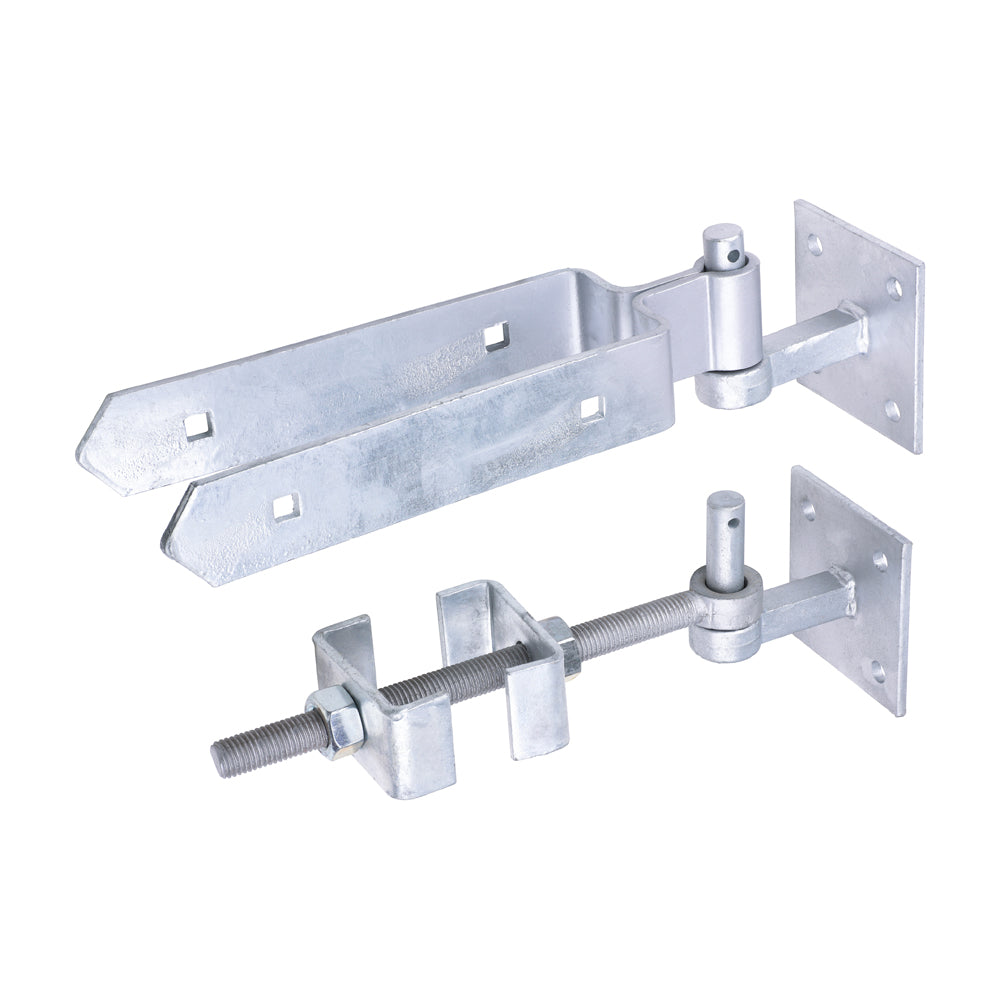 Adjustable Hinge Set With Hook On Plate - Hot Dipped Galvanised | 300mm product image