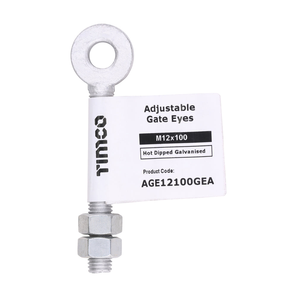 Adjustable Gate Eye with Nuts - Hot Dipped Galvanised | M12 x 100 product image