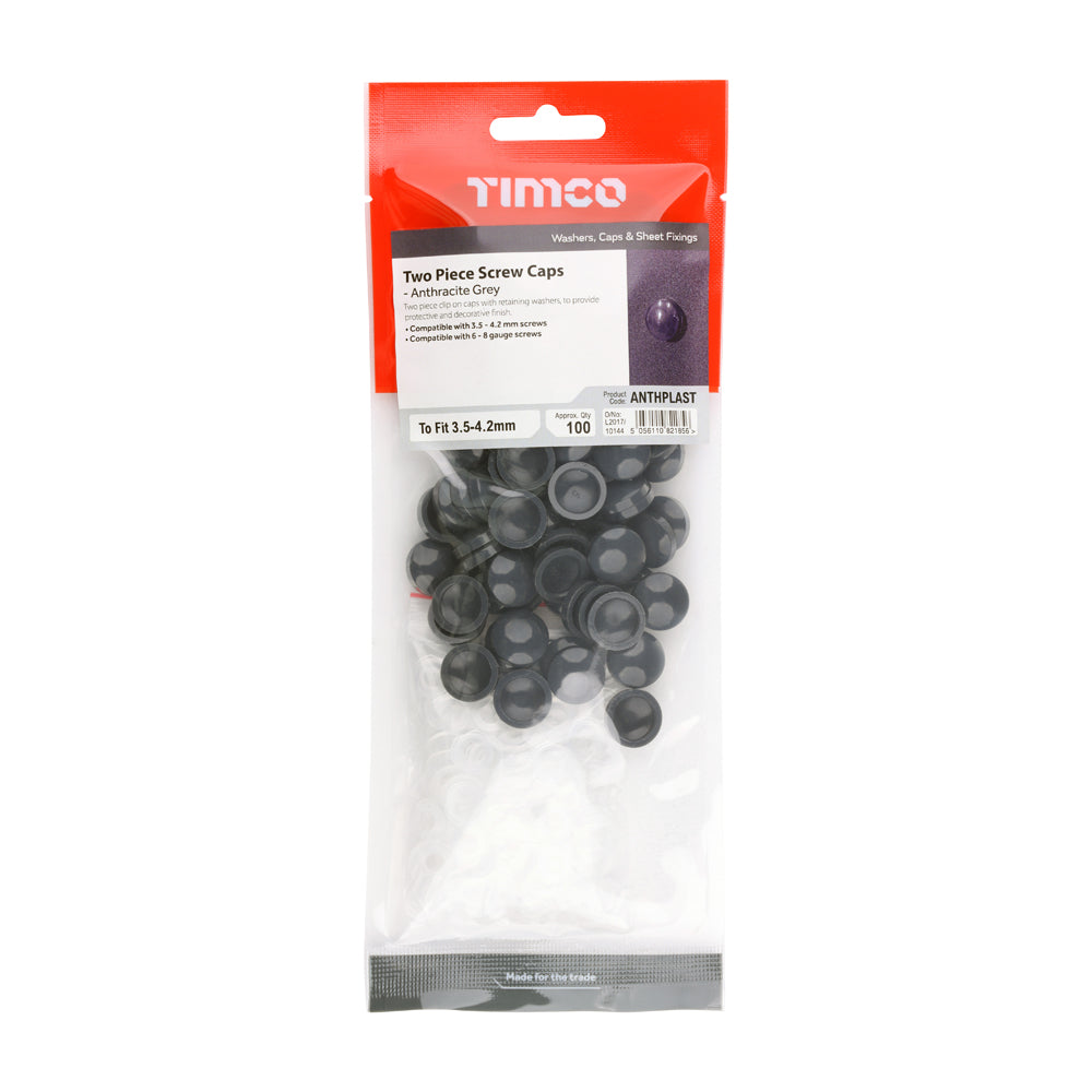 Two Piece Screw Caps - Anthracite Grey | To Fit 3.5 to 4.2 Screw additional image 2