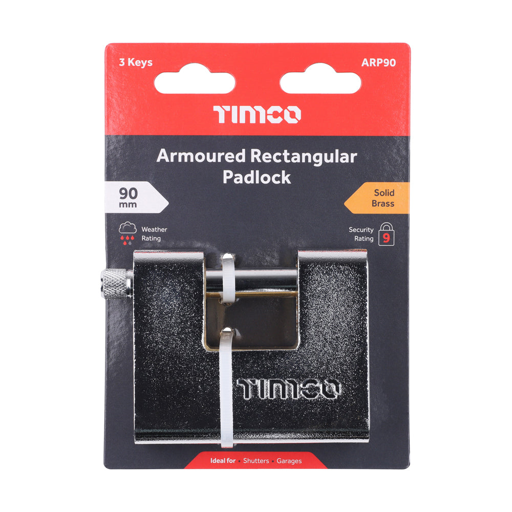 Armoured Rectangular Padlock | 90mm additional image 2
