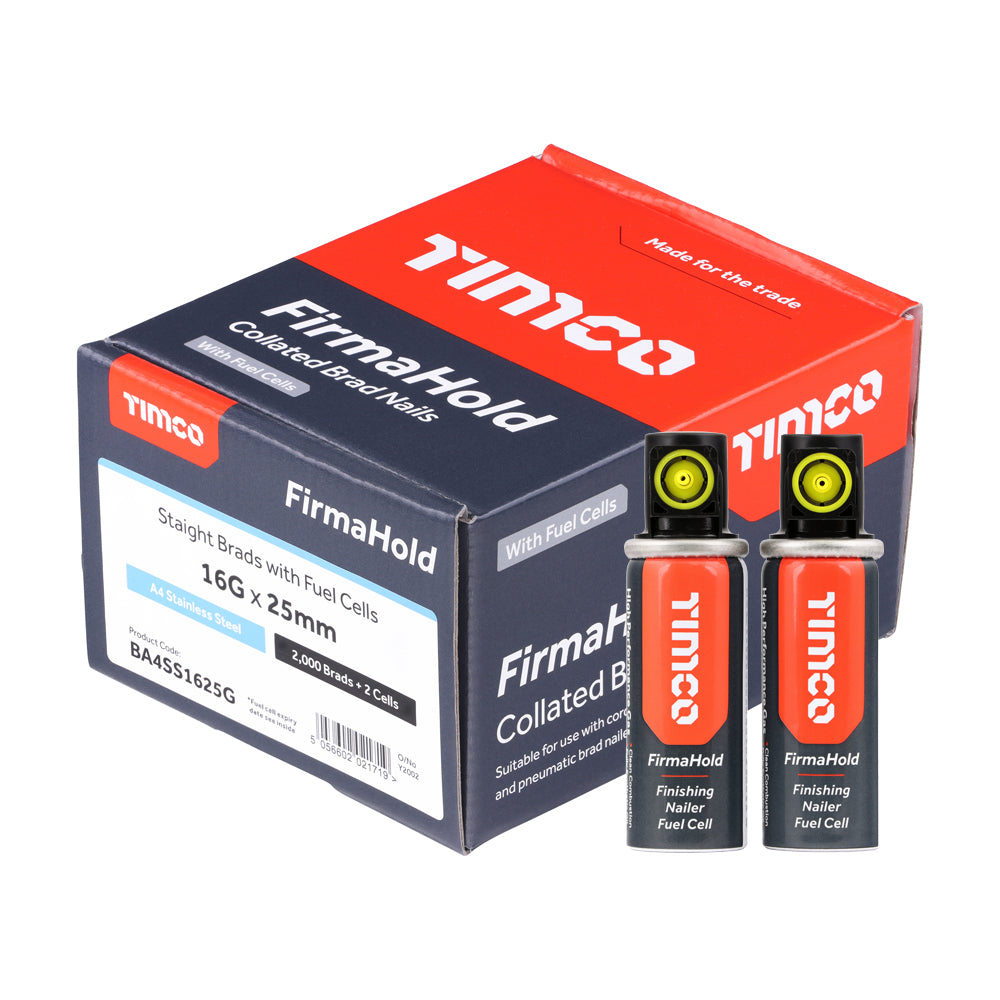 FirmaHold Collated Brad Nails & Fuel Cells - 16 Gauge - Straight - A4 Stainless Steel | 16g x 25/2BFC additional image 2