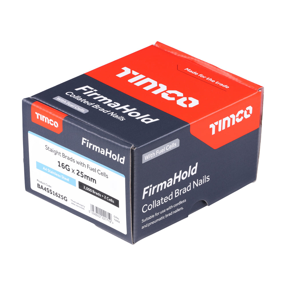 FirmaHold Collated Brad Nails & Fuel Cells - 16 Gauge - Straight - A4 Stainless Steel | 16g x 25/2BFC additional image 3