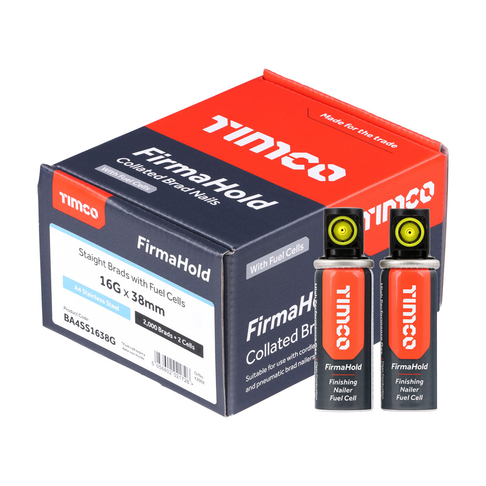 FirmaHold Collated Brad Nails & Fuel Cells - 16 Gauge - Straight - A4 Stainless Steel | 16g x 38/2BFC additional image 2