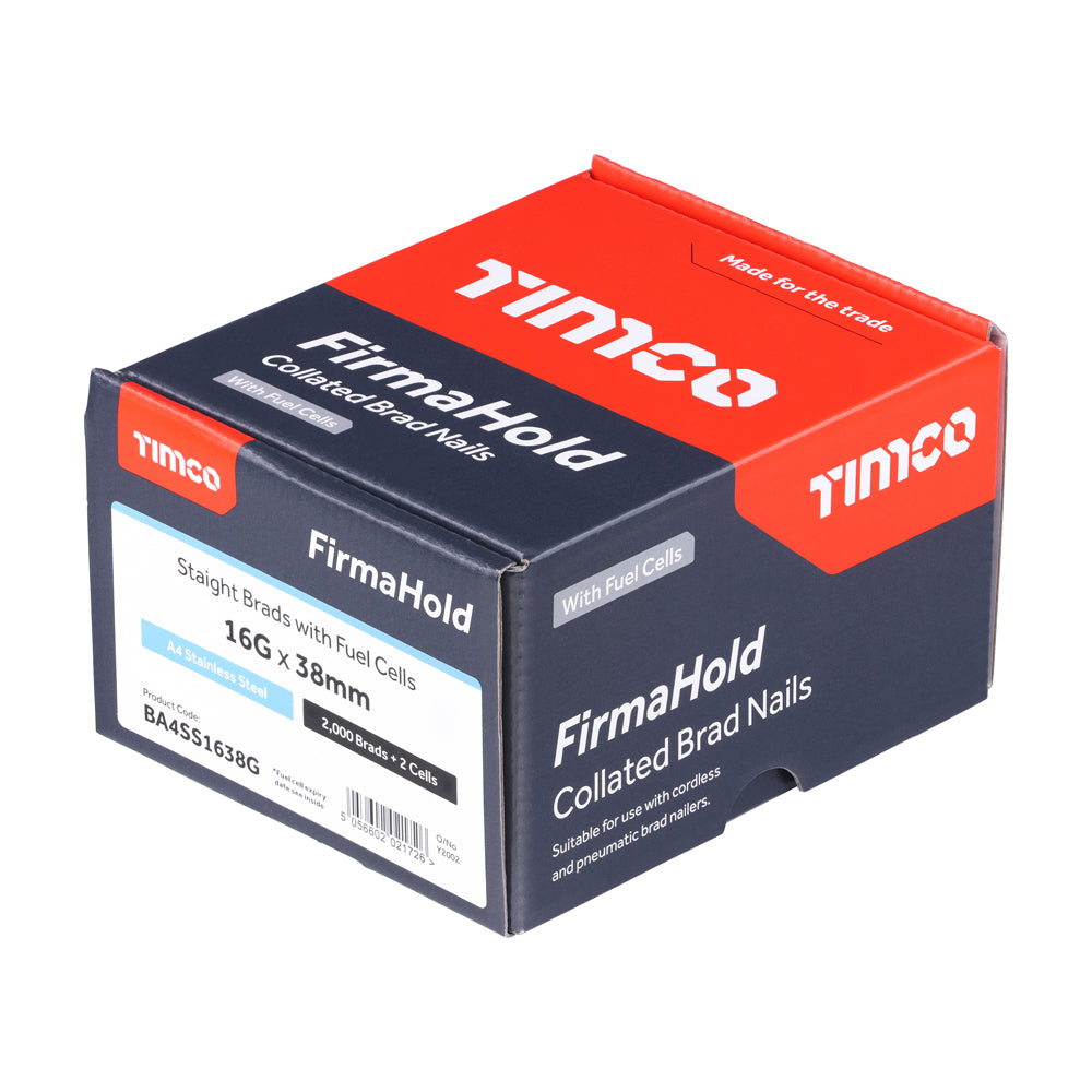 FirmaHold Collated Brad Nails & Fuel Cells - 16 Gauge - Straight - A4 Stainless Steel | 16g x 38/2BFC additional image 3