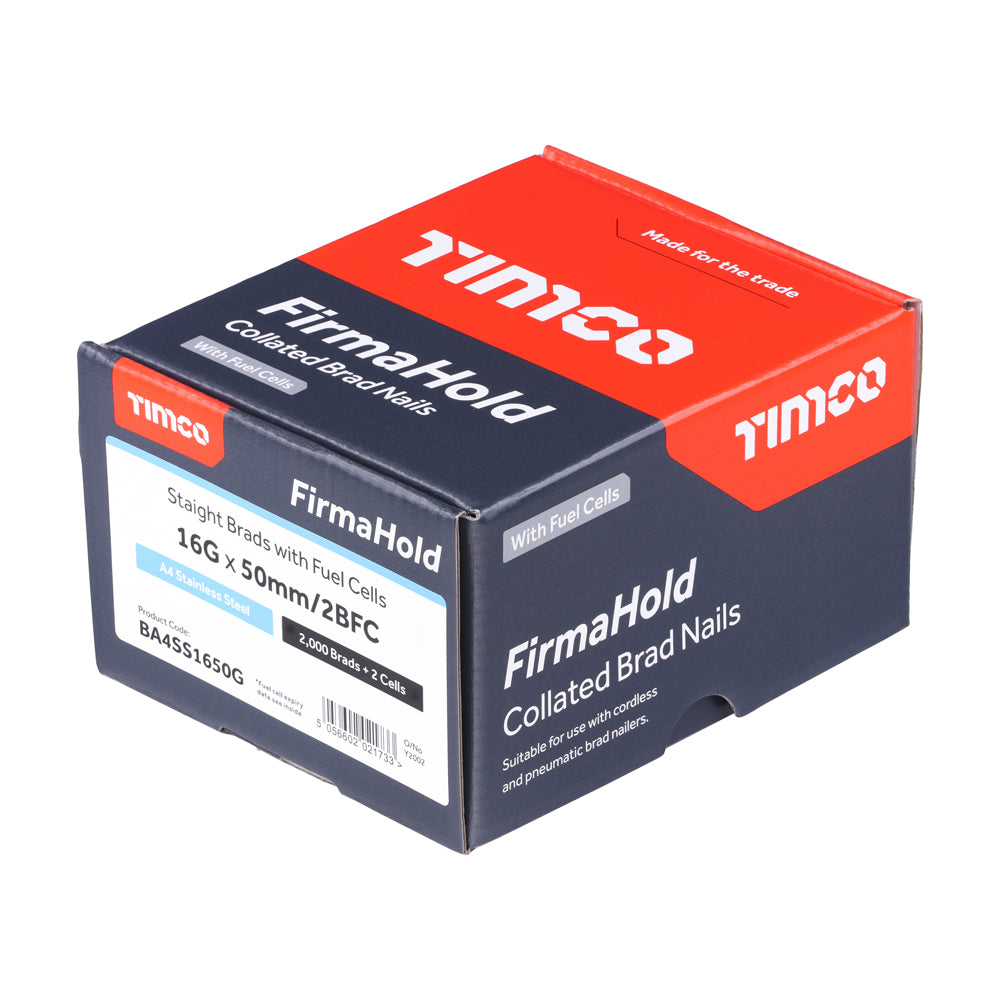 FirmaHold Collated Brad Nails & Fuel Cells - 16 Gauge - Straight - A4 Stainless Steel | 16g x 50/2BFC additional image 3