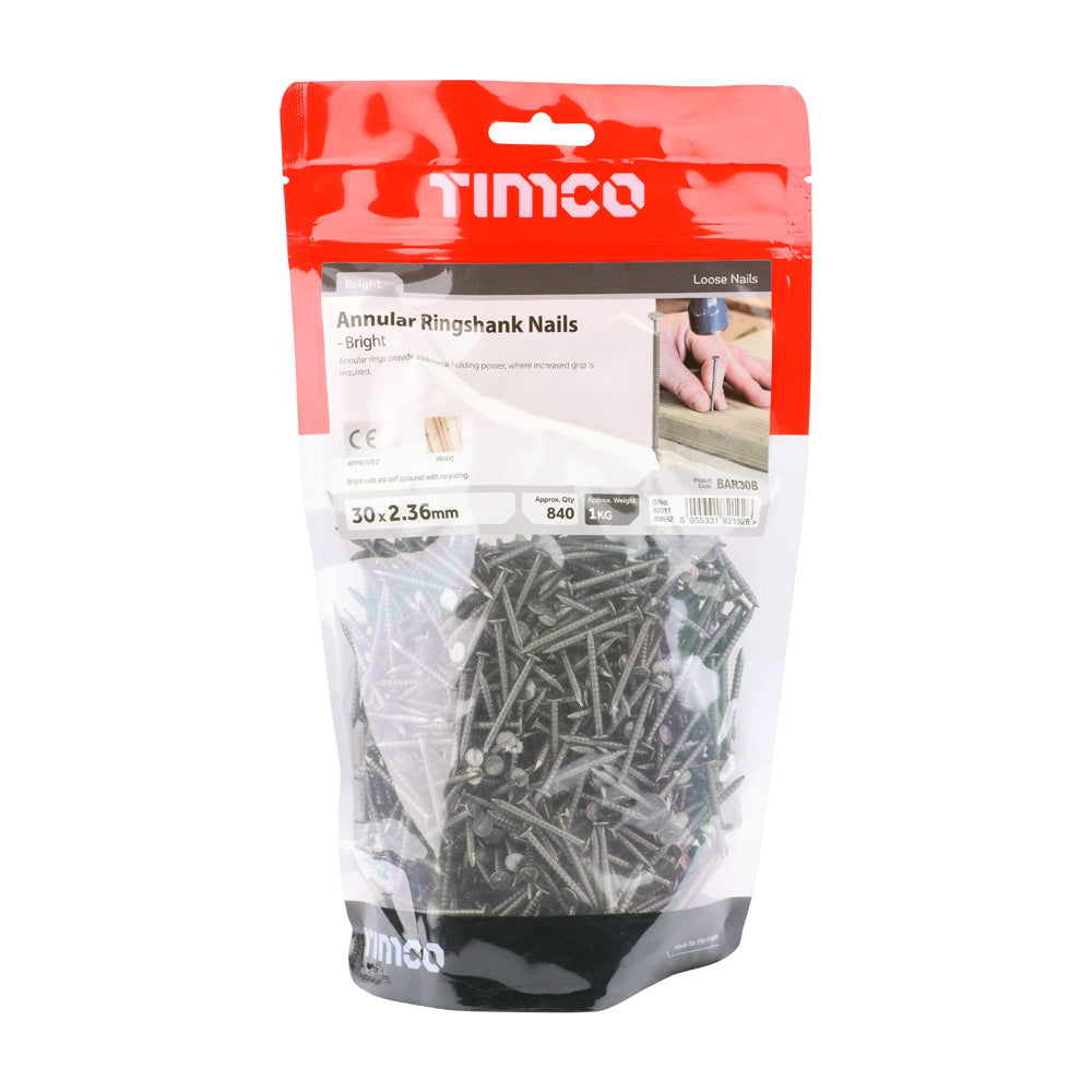 Annular Ringshank Nails - Bright | 30 x 2.36 | Bag | 1 Kilograms additional image 2