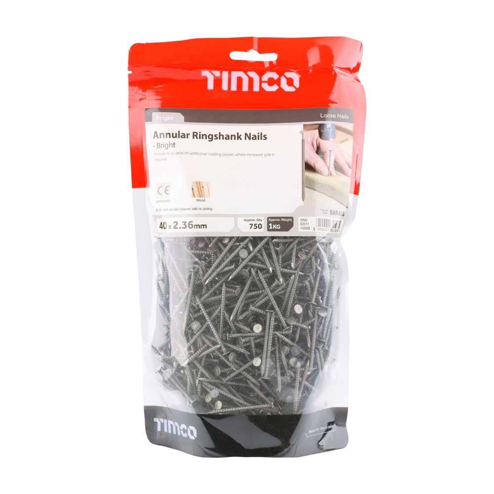 Annular Ringshank Nails - Bright | 40 x 2.36 | Bag | 1 Kilograms additional image 2