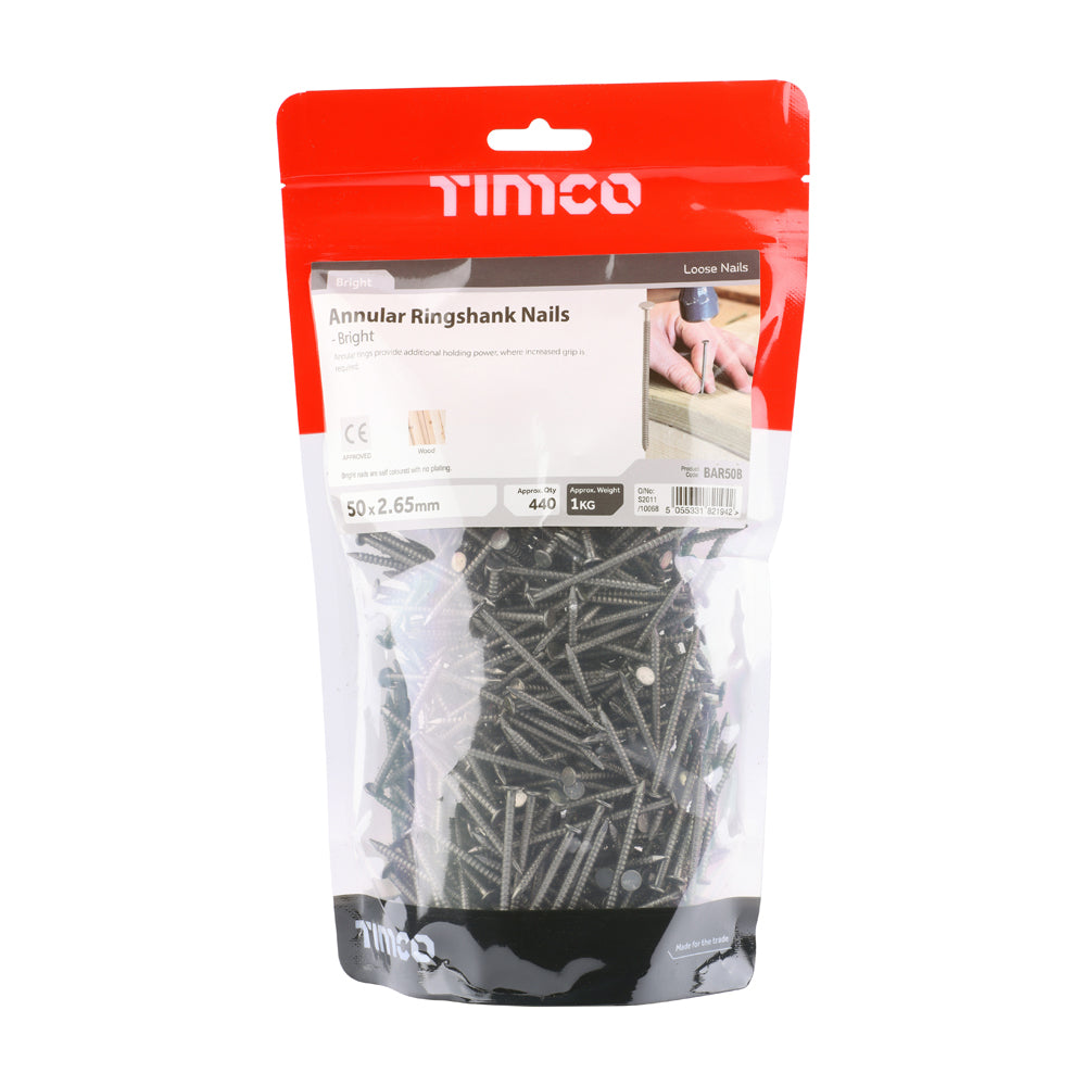 Annular Ringshank Nails - Bright | 50 x 2.65 | Bag | 1 Kilograms additional image 2