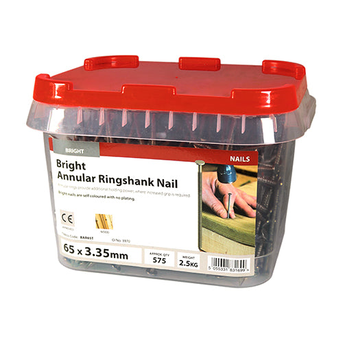 Annular Ringshank Nails - Bright | 65 x 3.35 | Tub additional image 2