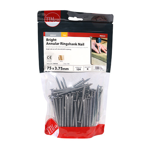 Annular Ringshank Nails - Bright | 75 x 3.75 | Bag | 1 Kilograms additional image 2