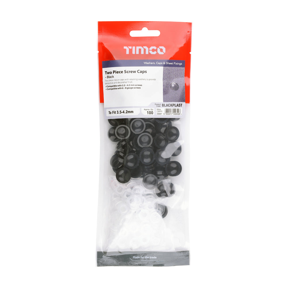 Two Piece Screw Caps - Black | To fit 3.5 to 4.2 Screw additional image 2