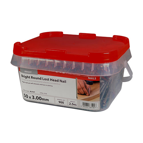 Round Lost Head Nails - Bright | 50 x 3.00 | Tub additional image 2