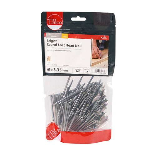 Round Lost Head Nails - Bright | 65 x 3.35 | Bag | 1 Kilograms additional image 2