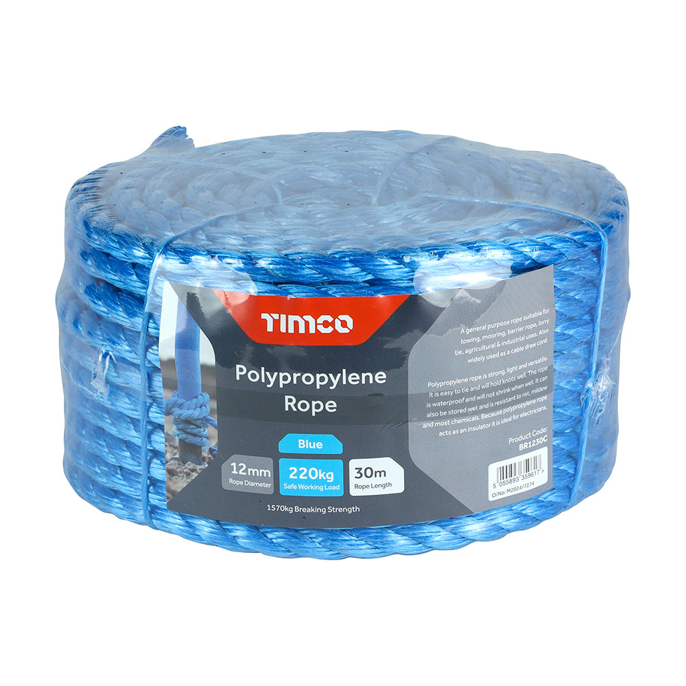 Polypropylene Rope - Blue - Coil | 12mm x 30m product image