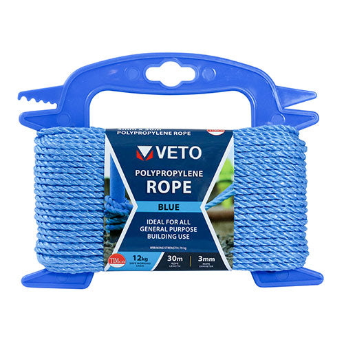 Polypropylene Rope - Blue - Winder | 3mm x 30m product image