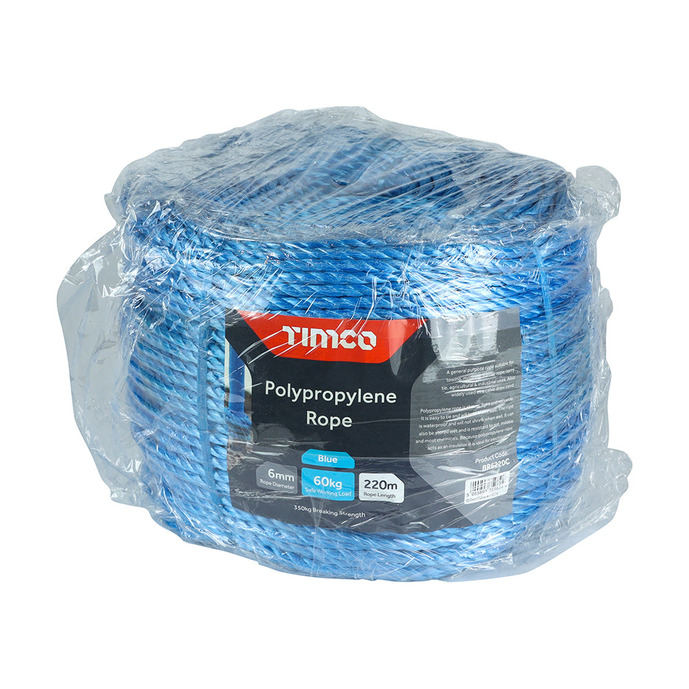 Polypropylene Rope - Blue - Long Coil | 6mm x 220m product image