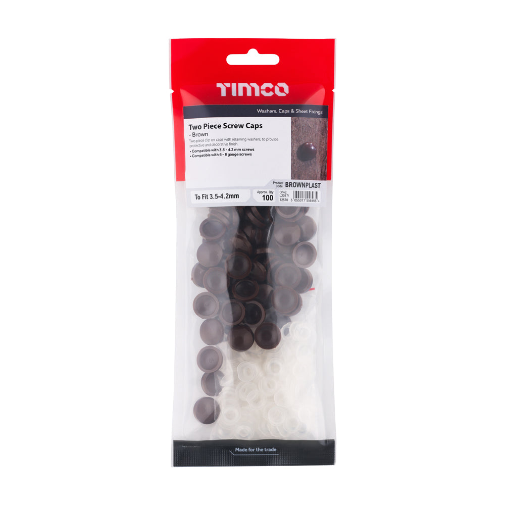 Two Piece Screw Caps - Brown | To fit 3.5 to 4.2 Screw additional image 2