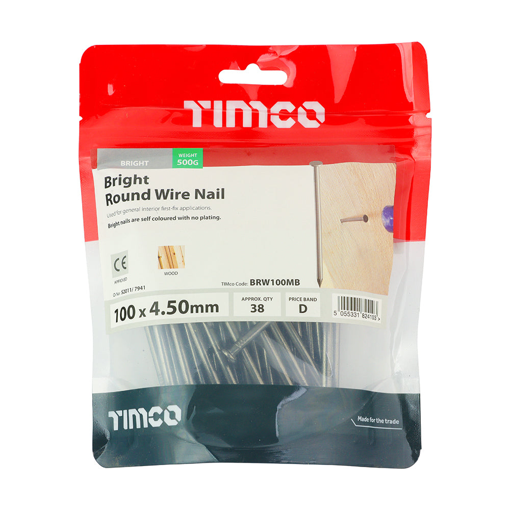 Round Wire Nails - Bright | 100 x 4.50 | Bag | 0.5 Kilograms additional image 2