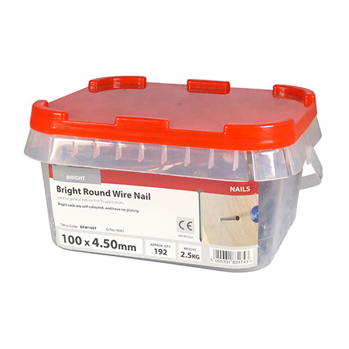 Round Wire Nails - Bright | 100 x 4.50 | Tub additional image 2