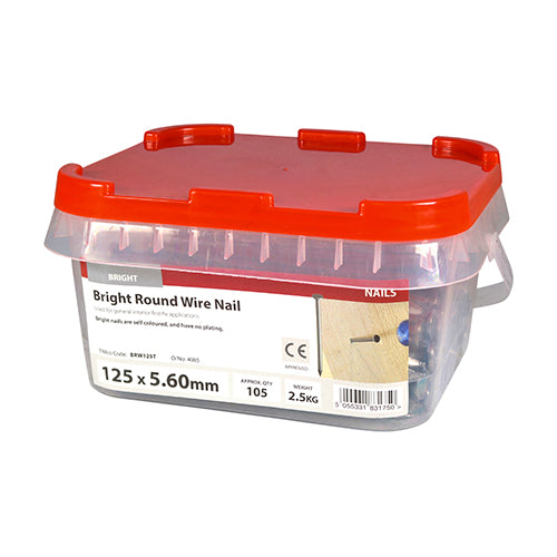 Round Wire Nails - Bright | 125 x 5.60 | Tub additional image 2