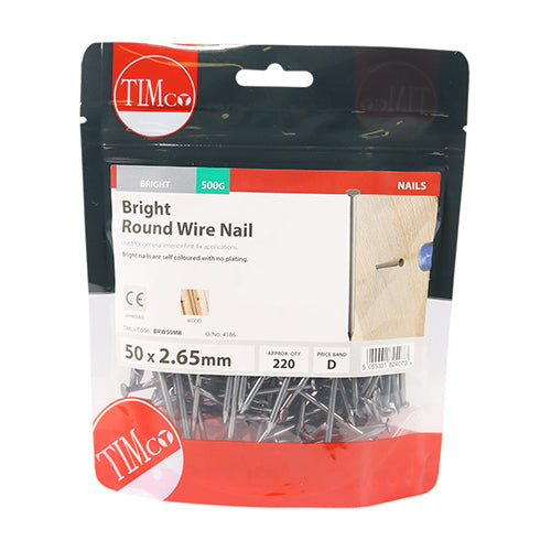 Round Wire Nails - Bright | 50 x 2.65 | Bag | 0.5 Kilograms additional image 2