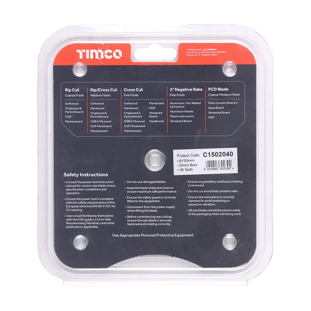 Circular Saw Blade - Trimming/Crosscut - Medium/Fine | 150 x 20 x 40T additional image 3