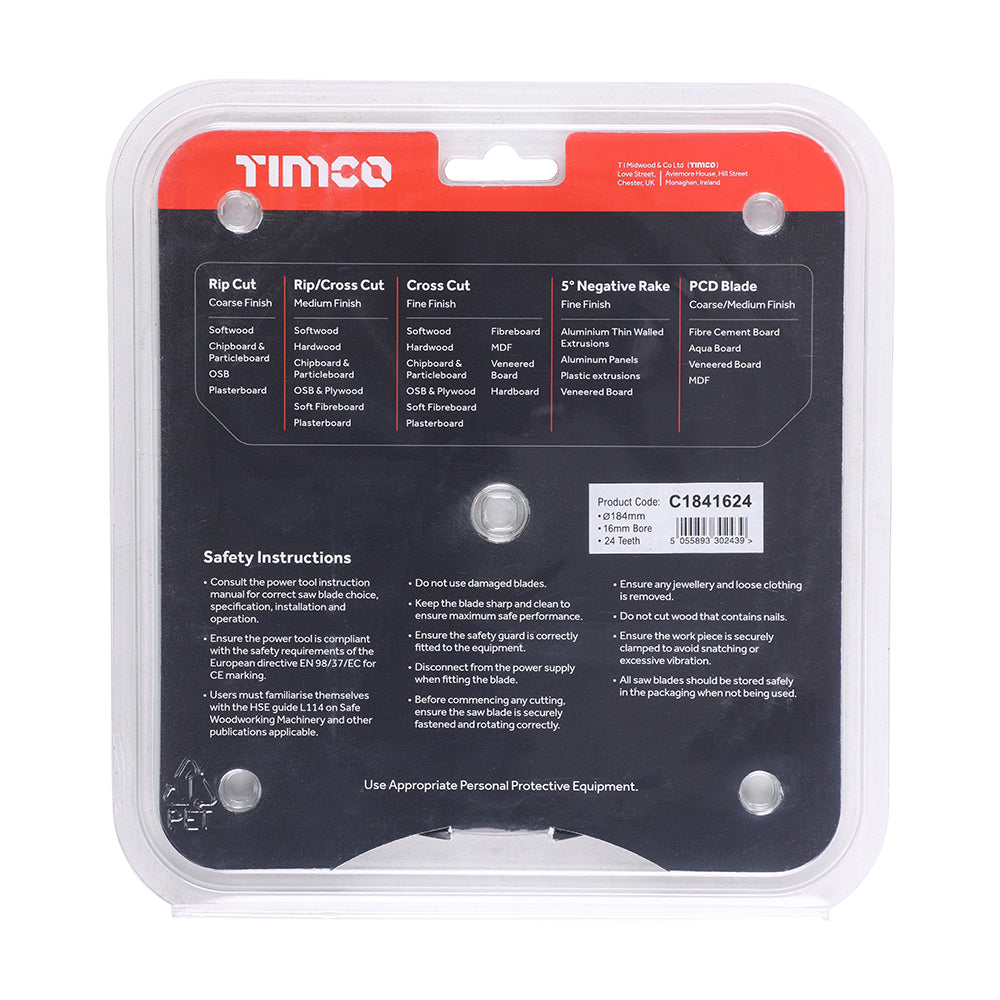 Circular Saw Blade - General Purpose - Coarse/Medium | 184 x 16 x 24T additional image 3