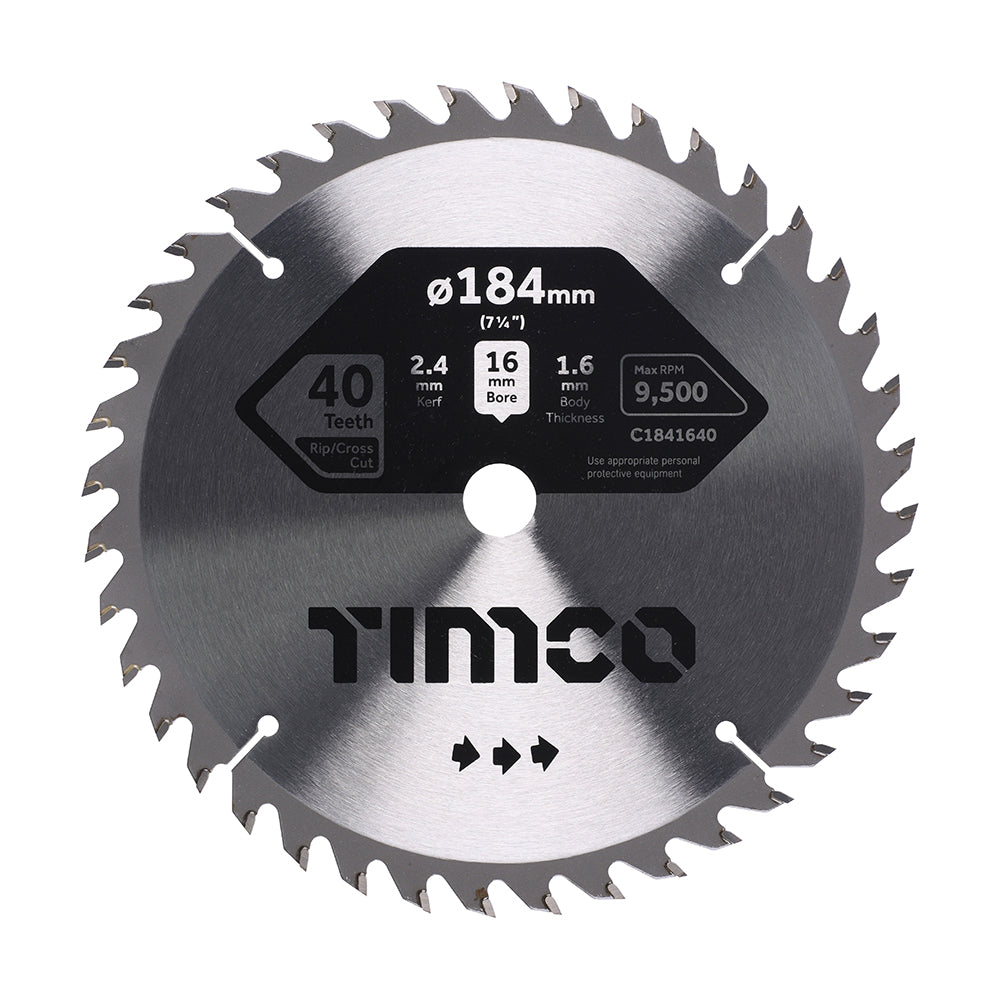 Circular Saw Blade - Trimming/Crosscut - Medium/Fine | 184 x 16 x 40T product image