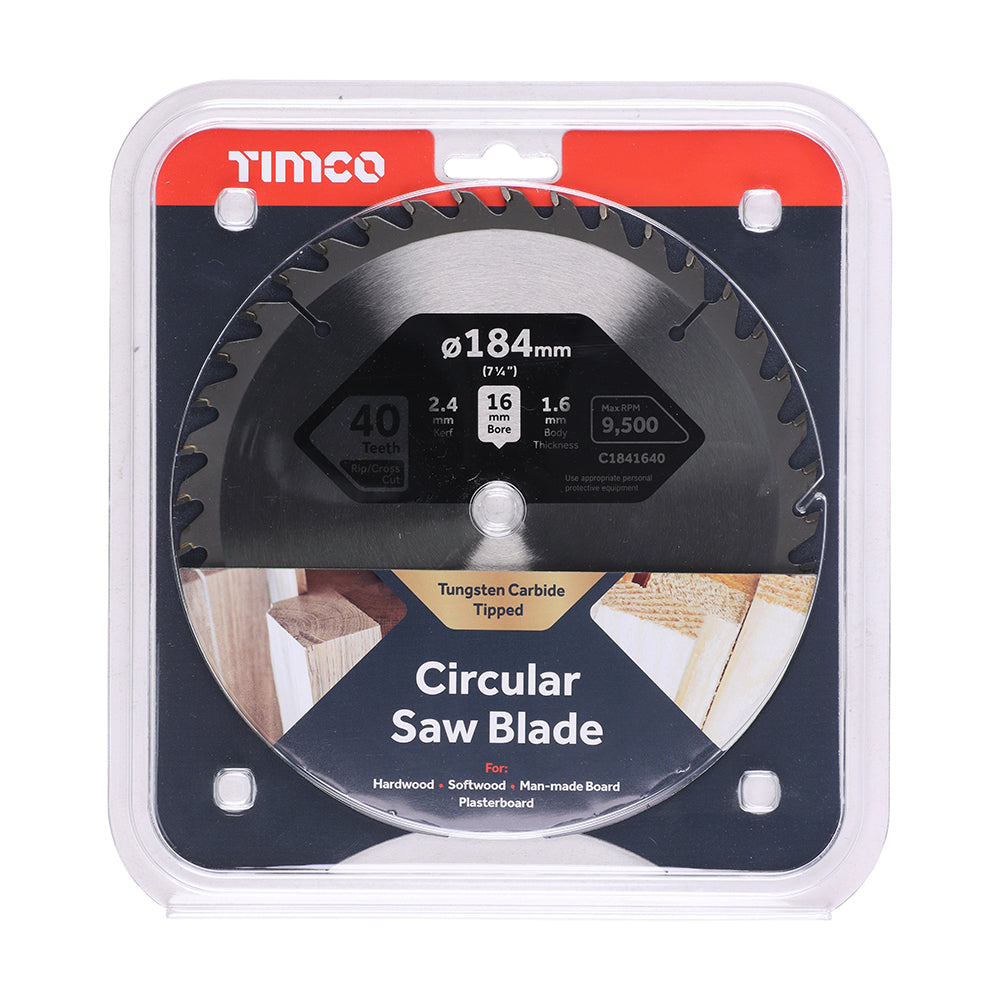 Circular Saw Blade - Trimming/Crosscut - Medium/Fine | 184 x 16 x 40T additional image 2