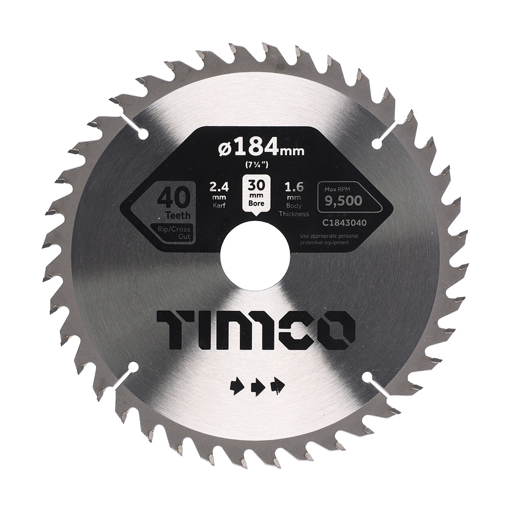 Circular Saw Blade - Trimming/Crosscut - Medium/Fine | 184 x 30 x 40T product image
