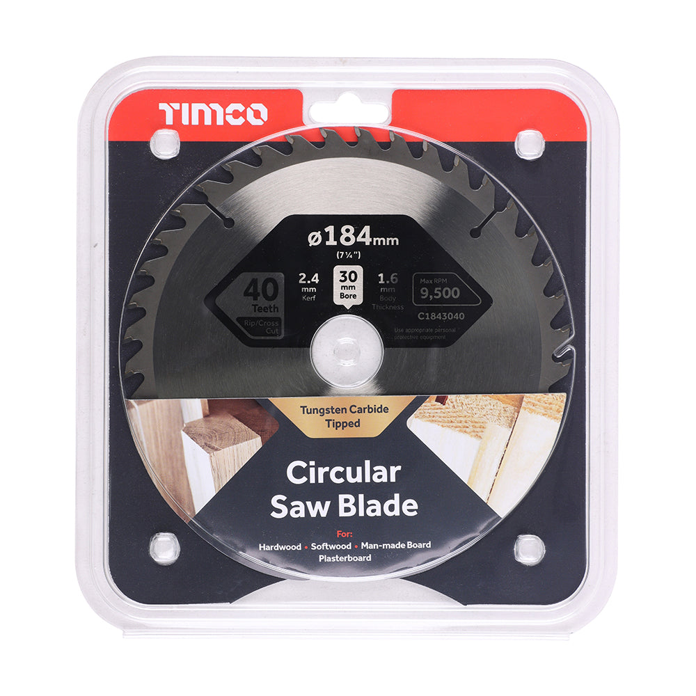 Circular Saw Blade - Trimming/Crosscut - Medium/Fine | 184 x 30 x 40T additional image 2