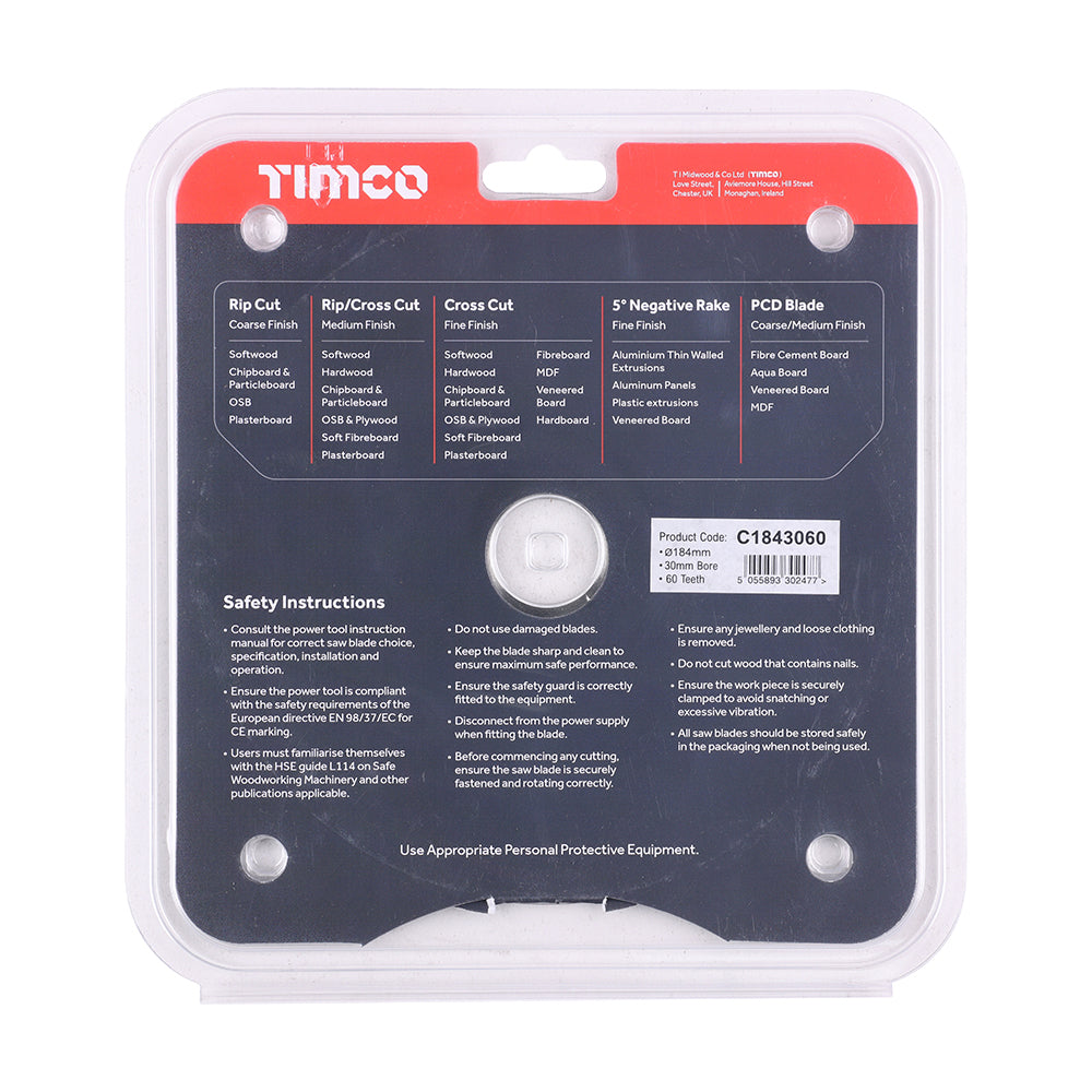 Circular Saw Blade - Fine Trim/Finishing - Extra Fine | 184 x 30 x 60T additional image 3