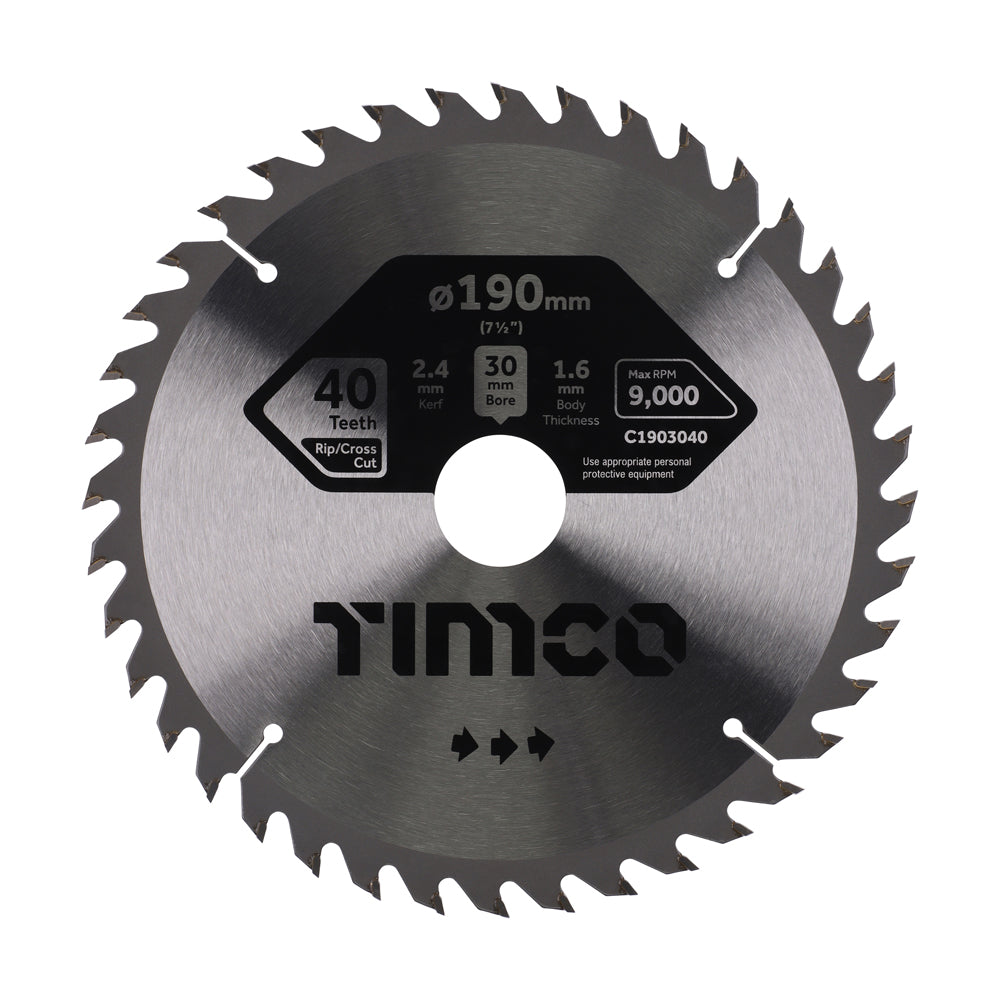 Circular Saw Blade - General Purpose - Coarse/Medium | 190 x 30 x 40T product image
