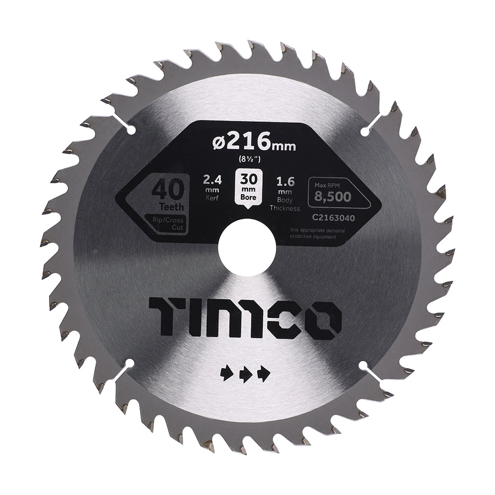 Circular Saw Blade - Trimming/Crosscut - Medium/Fine | 216 x 30 x 40T product image