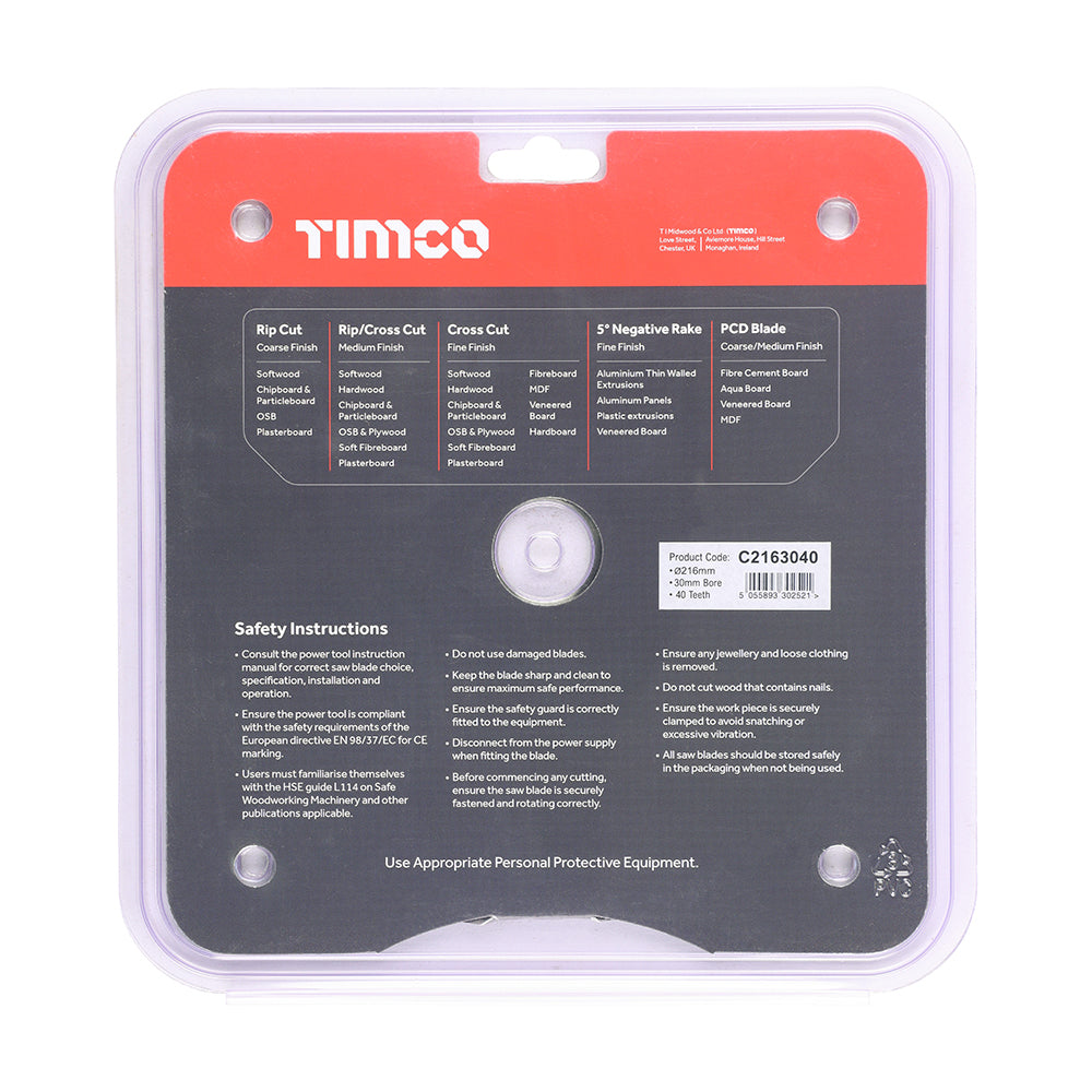 Circular Saw Blade - Trimming/Crosscut - Medium/Fine | 216 x 30 x 40T additional image 3