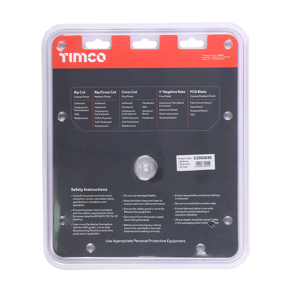 Circular Saw Blade - General Purpose - Coarse/Medium | 230 x 30 x 30T additional image 3